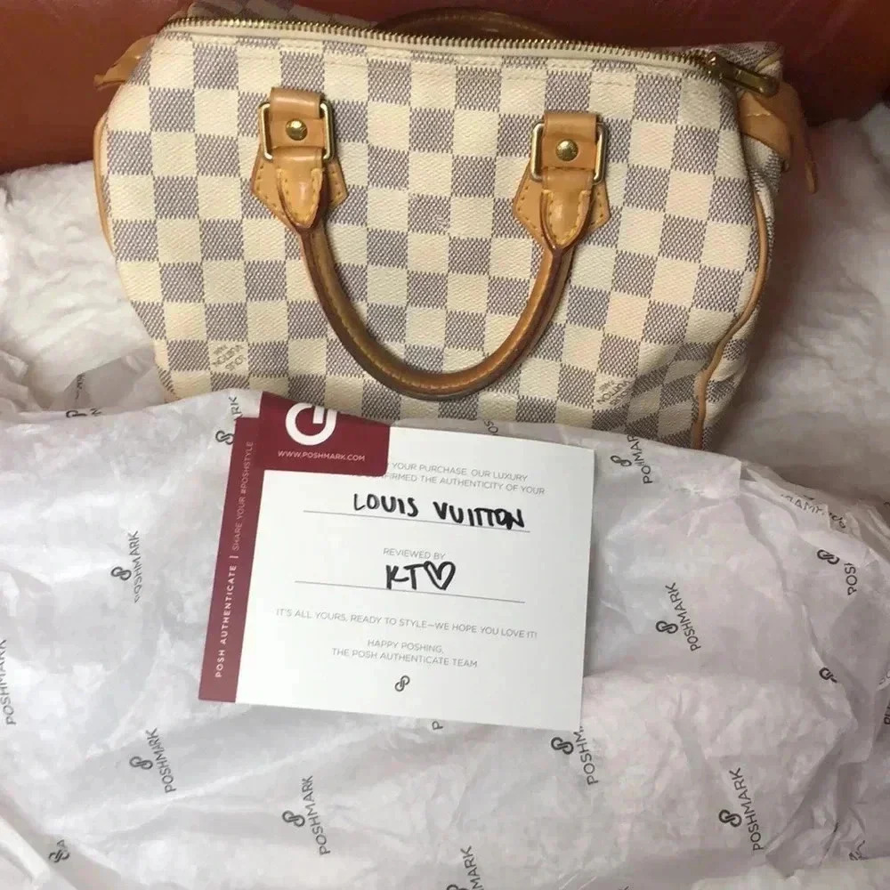 Louis Vuitton Speedy 25 Damier Azur Canvas Satchel - Picture 9 of 9